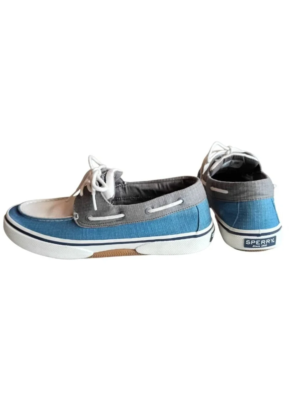 SPERRY Men's Halyard 2 Eye RipStop Blue Gray Casual Boat Shoes Sz 10.5